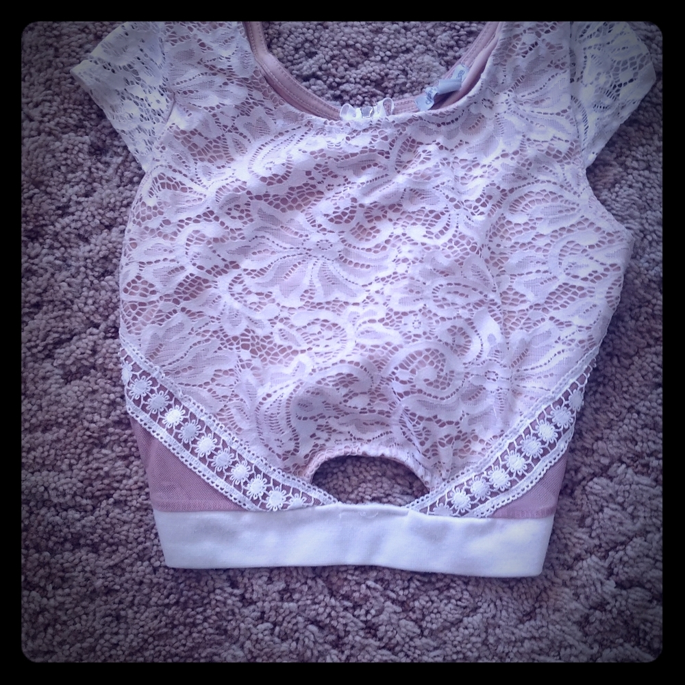 White lace crop top